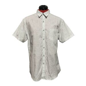 Men’s Marc Anthony Slim Fit White Short Sleeve Floral Button Down Shirt Size L
